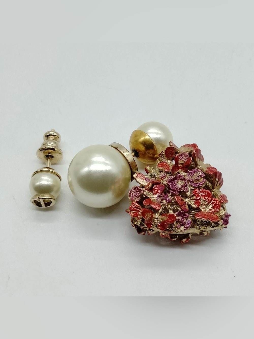 Authentic Dior Valentine's Heart-Butterflies Pink Pearl Tribales Post Earrings - Picture 2 of 6